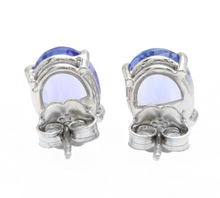 Load image into Gallery viewer, 4.00 Carats Natural Tanzanite 14K Solid White Gold Stud Earrings