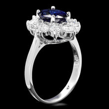 Load image into Gallery viewer, 2.70 Carats Natural Sapphire and Diamond 18K Solid White Gold Ring