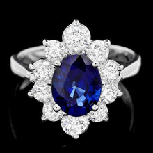 Load image into Gallery viewer, 2.70 Carats Natural Sapphire and Diamond 18K Solid White Gold Ring