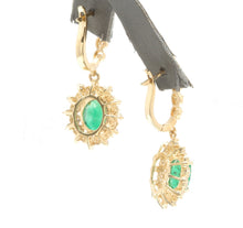 Load image into Gallery viewer, 5.20 Carats Natural Emerald and Diamond 14K Solid Yellow Gold Earrings