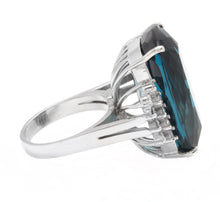 Load image into Gallery viewer, 31.40 Carats Natural London Blue Topaz and Diamond 14k Solid White Gold Ring