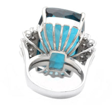 Load image into Gallery viewer, 31.40 Carats Natural London Blue Topaz and Diamond 14k Solid White Gold Ring