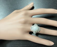 Load image into Gallery viewer, Splendid Natural 13mm Cultured Pearl and Diamond 14K Solid White Gold Ring