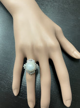 Load image into Gallery viewer, Splendid Natural 13mm Cultured Pearl and Diamond 14K Solid White Gold Ring