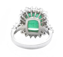 Load image into Gallery viewer, 5.00 Carats Natural Emerald and Diamond 14K Solid White Gold Ring