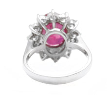Load image into Gallery viewer, 7.60 Carats Impressive Red Ruby and Diamond 14K Solid White Gold Ring