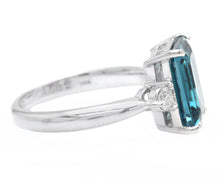 Load image into Gallery viewer, 3.48ct Natural London Blue Topaz and Diamond 14k Solid White Gold Ring