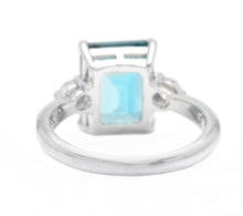 Load image into Gallery viewer, 3.48ct Natural London Blue Topaz and Diamond 14k Solid White Gold Ring