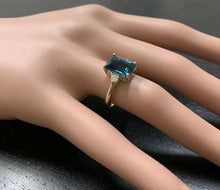 Load image into Gallery viewer, 3.48ct Natural London Blue Topaz and Diamond 14k Solid White Gold Ring