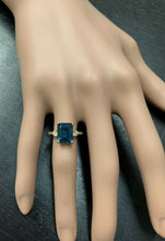 Load image into Gallery viewer, 3.48ct Natural London Blue Topaz and Diamond 14k Solid White Gold Ring