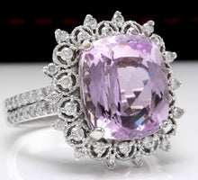 Load image into Gallery viewer, 7.00 Carats Natural Kunzite and Diamond 14K Solid White Gold Ring
