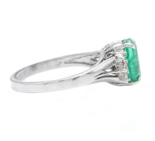 Load image into Gallery viewer, 2.20 Carats Natural Emerald and Diamond 14K Solid White Gold Ring
