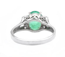 Load image into Gallery viewer, 2.20 Carats Natural Emerald and Diamond 14K Solid White Gold Ring