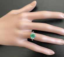 Load image into Gallery viewer, 2.20 Carats Natural Emerald and Diamond 14K Solid White Gold Ring