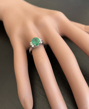 Load image into Gallery viewer, 2.20 Carats Natural Emerald and Diamond 14K Solid White Gold Ring