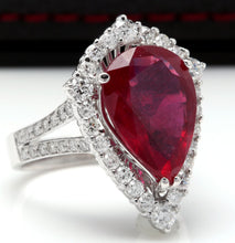Load image into Gallery viewer, 8.70 Carats Impressive Natural Red Ruby and Diamond 14K White Gold Ring