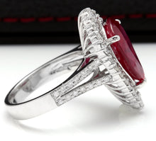 Load image into Gallery viewer, 8.70 Carats Impressive Natural Red Ruby and Diamond 14K White Gold Ring