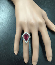 Load image into Gallery viewer, 8.70 Carats Impressive Natural Red Ruby and Diamond 14K White Gold Ring