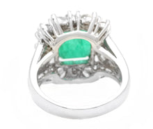 Load image into Gallery viewer, 5.65 Carats Natural Emerald and Diamond 14K Solid White Gold Ring