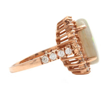 Load image into Gallery viewer, 7.00 Carats Natural Impressive Australian Opal and Diamond 14K Solid Rose Gold Ring