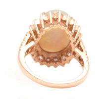 Load image into Gallery viewer, 7.00 Carats Natural Impressive Australian Opal and Diamond 14K Solid Rose Gold Ring