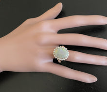 Load image into Gallery viewer, 7.00 Carats Natural Impressive Australian Opal and Diamond 14K Solid Rose Gold Ring