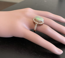 Load image into Gallery viewer, 7.00 Carats Natural Impressive Australian Opal and Diamond 14K Solid Rose Gold Ring