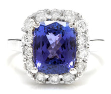 Load image into Gallery viewer, 5.80 Carats Natural Very Nice Looking Tanzanite and Diamond 14K Solid White Gold Ring