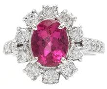 Load image into Gallery viewer, 4.70 Carats Natural Tourmaline and Diamond 14K Solid White Gold Ring