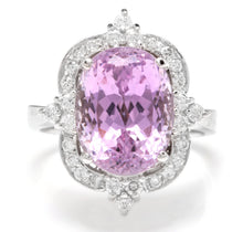 Load image into Gallery viewer, 7.00 Carats Natural Kunzite and Diamond 14K Solid White Gold Ring