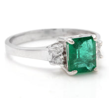 Load image into Gallery viewer, 1.62 Carats Natural Emerald and Diamond 14K Solid White Gold Ring