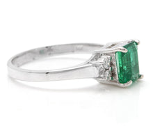 Load image into Gallery viewer, 1.62 Carats Natural Emerald and Diamond 14K Solid White Gold Ring