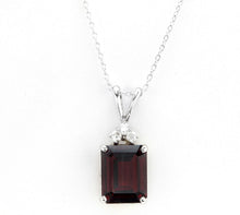 Load image into Gallery viewer, 5.10Ct Natural Garnet and Diamond 14K Solid White Gold Necklace