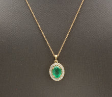 Load image into Gallery viewer, 2.10Ct Natural Emerald and Diamond 14K Solid Yellow Gold Necklace