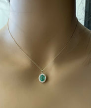Load image into Gallery viewer, 2.10Ct Natural Emerald and Diamond 14K Solid Yellow Gold Necklace