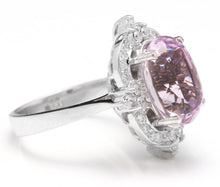 Load image into Gallery viewer, 8.15 Carats Natural Kunzite and Diamond 14K Solid White Gold Ring