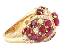 Load image into Gallery viewer, 8.70 Carats Natural Red Ruby and Diamond 14K Solid Yellow Gold Ring