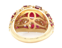 Load image into Gallery viewer, 8.70 Carats Natural Red Ruby and Diamond 14K Solid Yellow Gold Ring