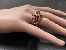 Load image into Gallery viewer, 8.70 Carats Natural Red Ruby and Diamond 14K Solid Yellow Gold Ring