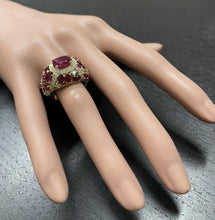 Load image into Gallery viewer, 8.70 Carats Natural Red Ruby and Diamond 14K Solid Yellow Gold Ring
