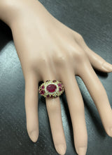Load image into Gallery viewer, 8.70 Carats Natural Red Ruby and Diamond 14K Solid Yellow Gold Ring