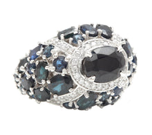 Load image into Gallery viewer, 10.10Ct Natural Blue Sapphire and Natural Diamond 14K Solid White Gold Ring