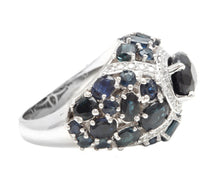 Load image into Gallery viewer, 10.10Ct Natural Blue Sapphire and Natural Diamond 14K Solid White Gold Ring