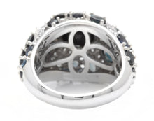 Load image into Gallery viewer, 10.10Ct Natural Blue Sapphire and Natural Diamond 14K Solid White Gold Ring