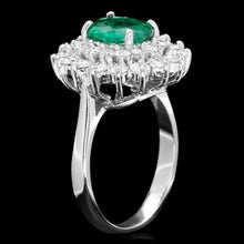 Load image into Gallery viewer, 2.70ct Natural Emerald &amp; Diamond 14k Solid White Gold Ring
