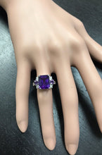 Load image into Gallery viewer, 4.70 Carats Natural Amethyst and Diamond 14K Solid White Gold Ring