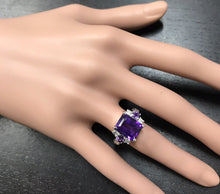 Load image into Gallery viewer, 4.70 Carats Natural Amethyst and Diamond 14K Solid White Gold Ring