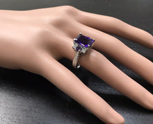 Load image into Gallery viewer, 4.70 Carats Natural Amethyst and Diamond 14K Solid White Gold Ring