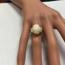 Load image into Gallery viewer, 6.10 Carats Natural Impressive Ethiopian Opal and Diamond 14K Solid Yellow Gold Ring
