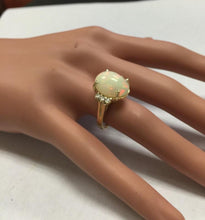 Load image into Gallery viewer, 6.10 Carats Natural Impressive Ethiopian Opal and Diamond 14K Solid Yellow Gold Ring